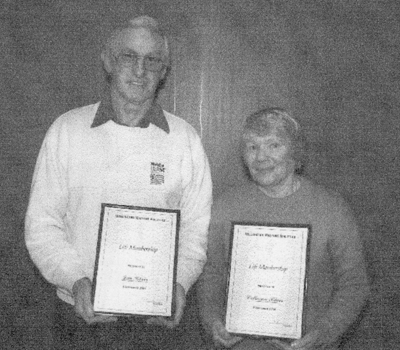 Jim and Colleena Blair awarded Life Membership in September 2004